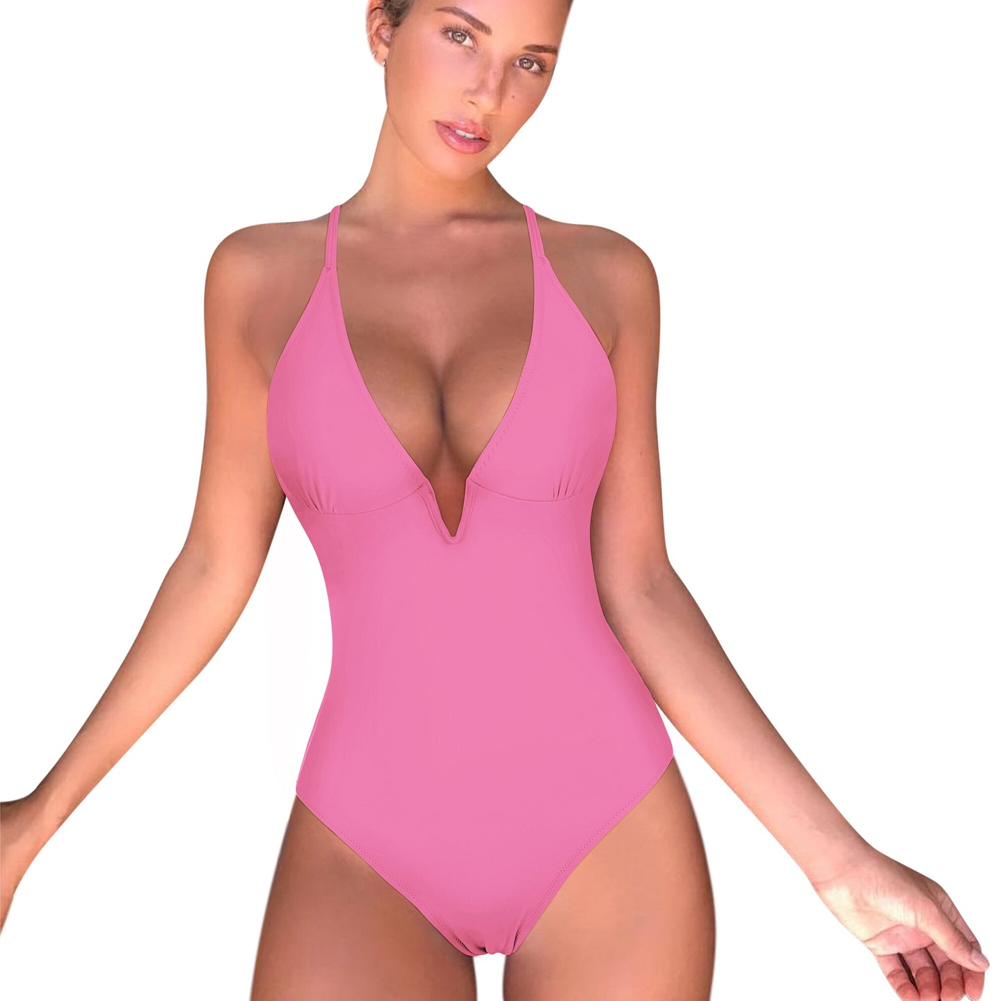 Push Up  One Piece Swimsuit Women Beachwear Monokini Plus Size Solid Bathing Suits Swimwear Swimsuit Woman V-Neck Bikini 2023 Ne